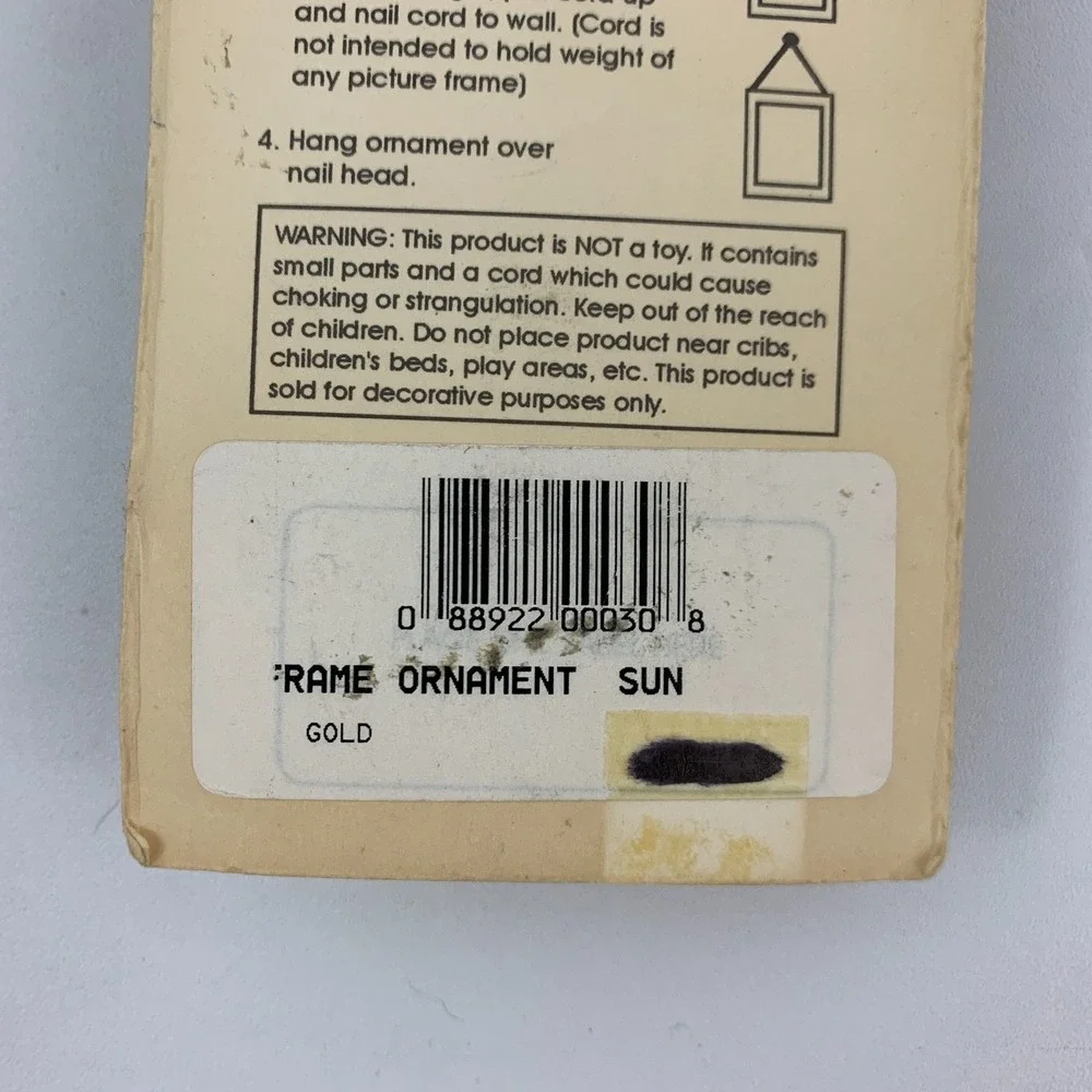 Celestial Sun Face Decorative Picture Frame Hanger Ornament & Cord Vintage NIP